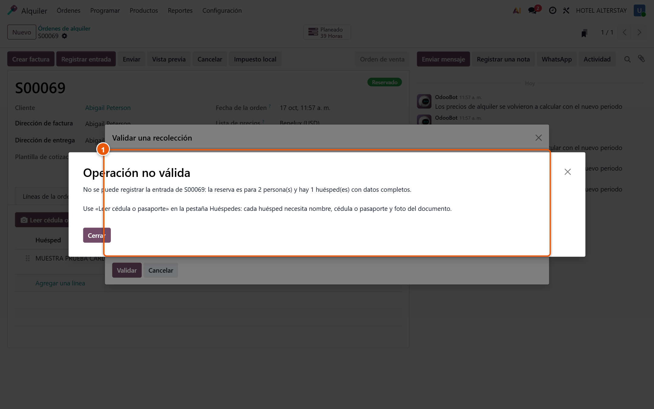 Entrada bloqueada