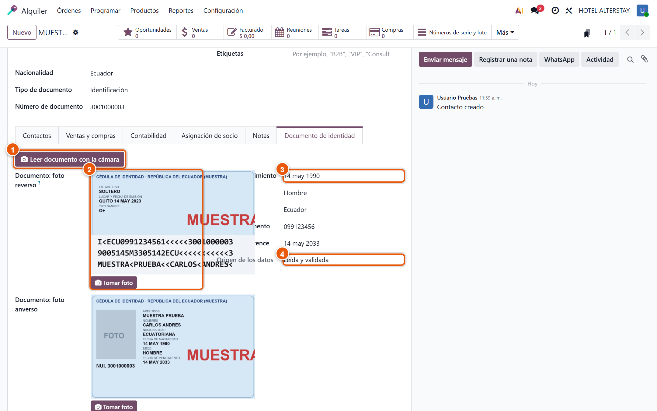 Ficha del huésped