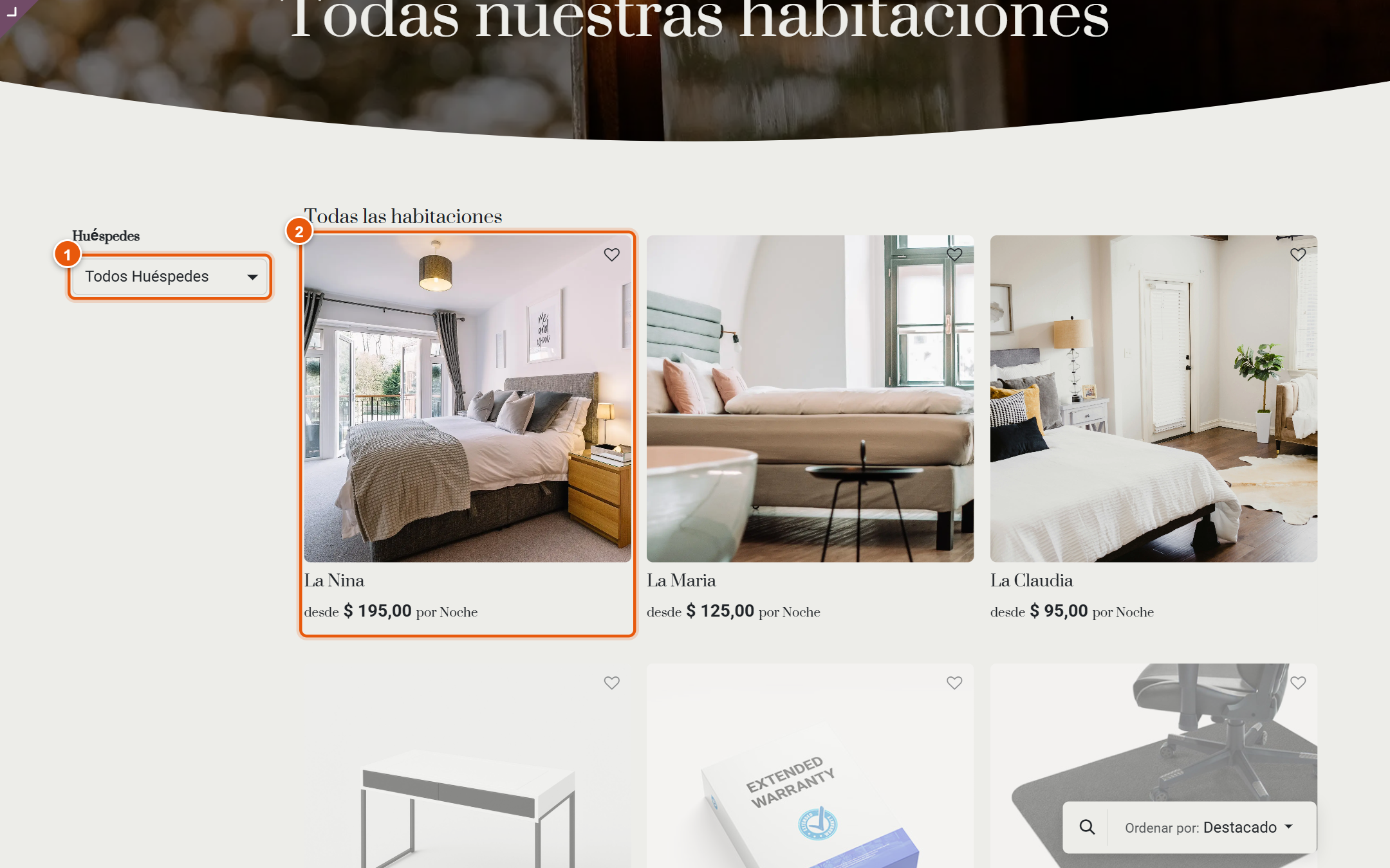 Tienda: habitaciones publicadas